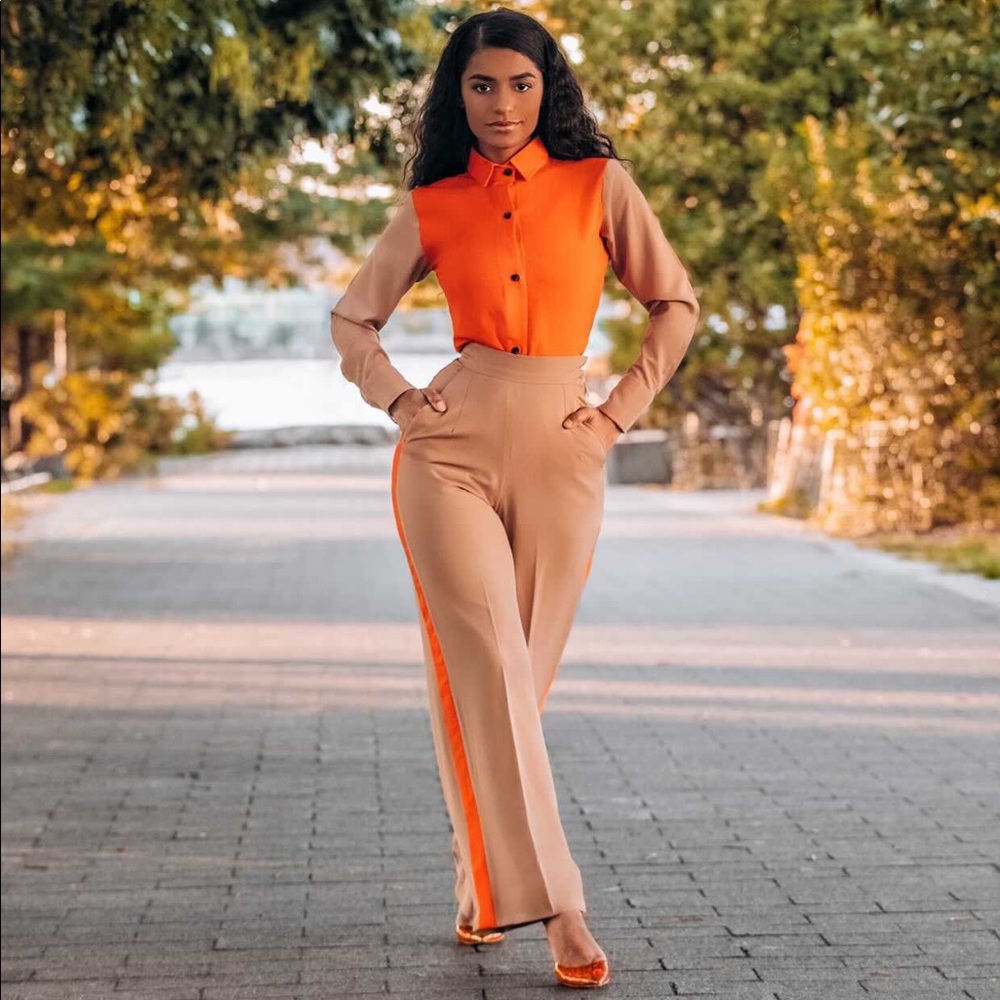 Orange & Tan Pant Set